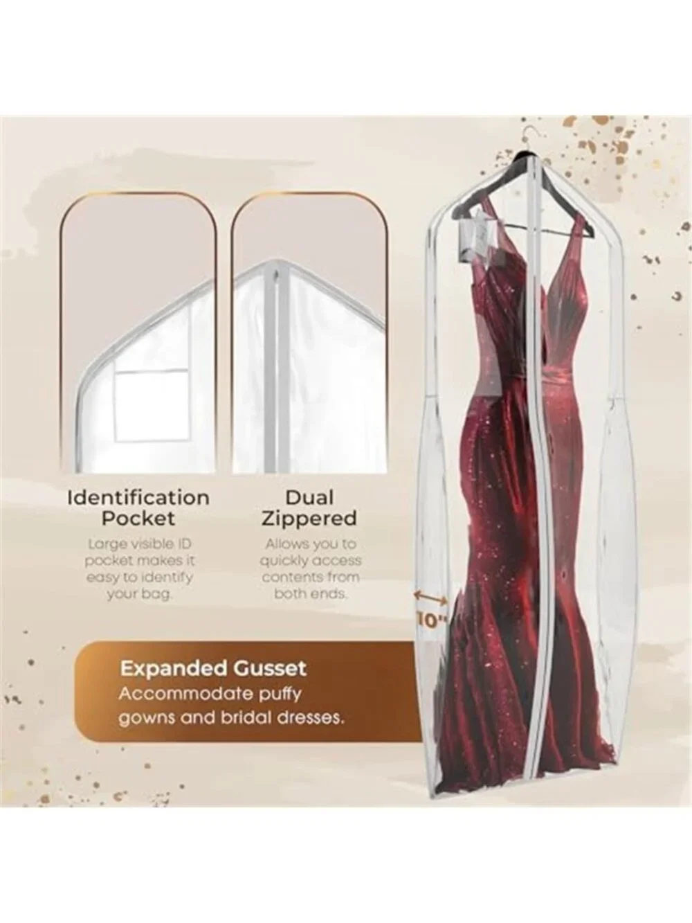 Wedding Dress Garment Bag Gown Storage Cover Travel Water Resistant 10 in Gusset